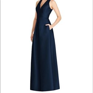 Alfred Sung Style D747, Sofia Blue Satin Twill